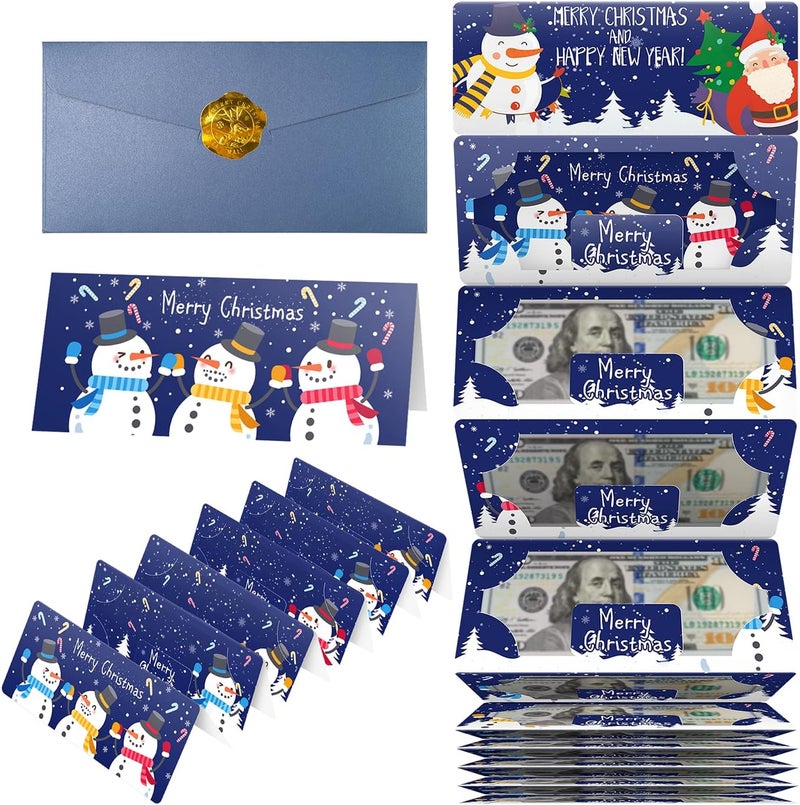 Jaywayang Christmas Money or Gift Card Holder with 10 Slots, Surprise Cash Envelope Holders for Men Women Girls Boys (Blue) - Image 1